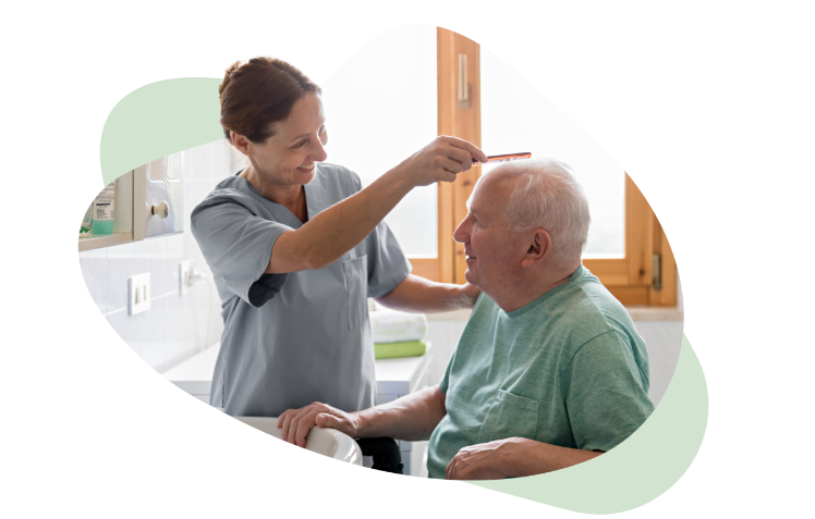 carer combing residents hair
